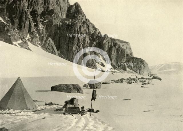 'Lower Glacier Depot. The stores were buried in the snow', c1908, (1909).  Artist: Unknown.