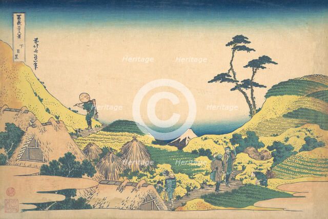 Lower Meguro (Shimo Meguro), from the series Thirty-six Views of Mount Fuji (Fugaku..., ca. 1830-32. Creator: Hokusai.