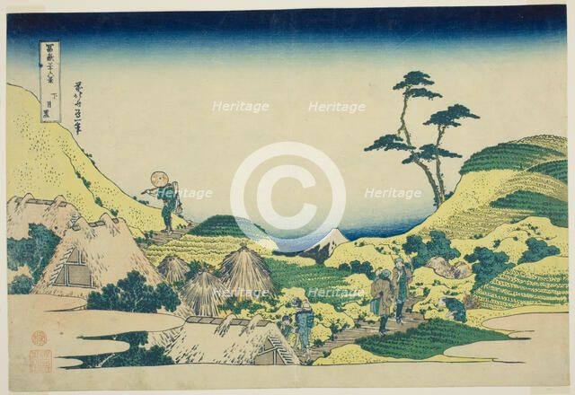 Lower Meguro (Shimo Meguro), from the series "Thirty-six Views of Mount Fuji..., Japan, c1830/33. Creator: Hokusai.
