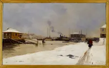 Lower port of Pont de Tolbiac, during the flood, 1887. Creator: Pierre Vauthier