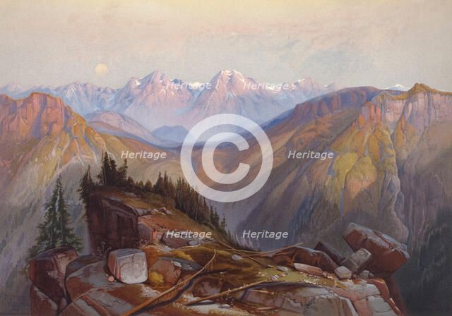 Lower Yellowstone Range seen from Yellowstone National Park, 1874. Creator: Thomas Moran.