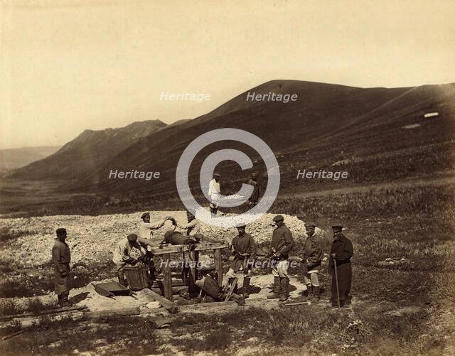 Lowering Hard Labor Convicts down a Shaft of the Savinsk Mine, Gornyi Zerentui..., 1891. Creator: Aleksei Kuznetsov.