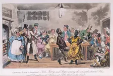 Lowest "Life in London", Tom, Jerry and Logic first half of the 19th century. Creators: Isaac Robert Cruikshank, George Cruikshank