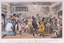 Lowest "Life in London", Tom, Jerry and Logic first half of the 19th century. Creators: Isaac Robert Cruikshank, George Cruikshank