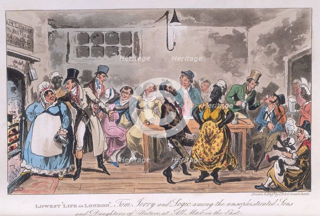 'Lowest "Life in London", Tom, Jerry and Logic', first half of the 19th century. Creators: Isaac Robert Cruikshank, George Cruikshank.