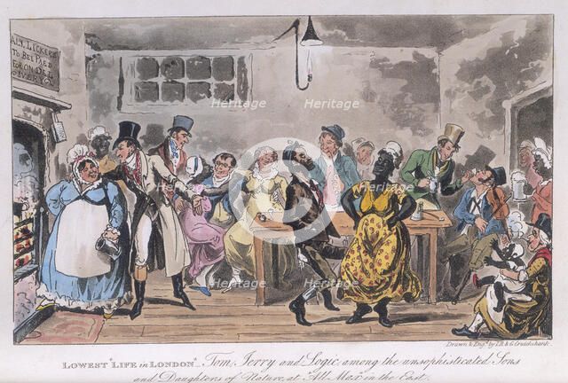 'Lowest Life in London, Tom, Jerry and Logic', first half of the 19th century. Artist: Isaac Robert Cruikshank