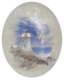 Lowestoffe Lighthouse, about 1827. Creator: JMW Turner