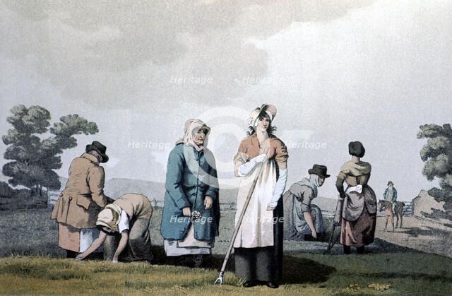 Lowkers - women who weeded corn, 1814. Artist: George Walker of Seacroft