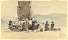Loading the Boats, c. 1875. Creator: Eugene Louis Boudin