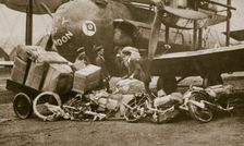 Loading Vickers-Vimy aircraft City of London with motorbike frames for Cologne, c1919-c1929(?)