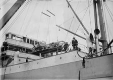 Loading war auto. on Sugura [i.e., Loading a truck chassis on the Suruga], between c1914 and c1915. Creator: Bain News Service
