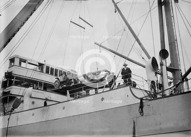 Loading war auto. on Sugura [i.e., Loading a truck chassis on the Suruga], between c1914 and c1915. Creator: Bain News Service.
