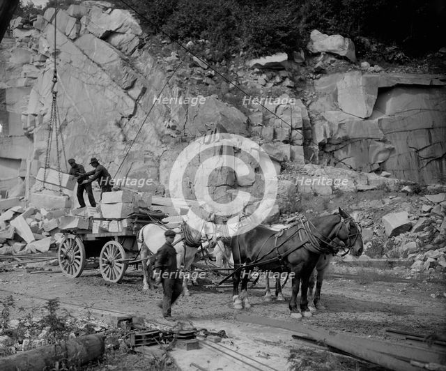 Loading, a New England granite quarry, c1908. Creator: Unknown.