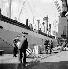 Loading a ship at the North Quay, West India Docks, London, c1945-c1965. Artist: SW Rawlings