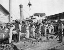Loading bananas, Port Antonio, Jamaica, c1905.Artist: Adolphe Duperly & Son