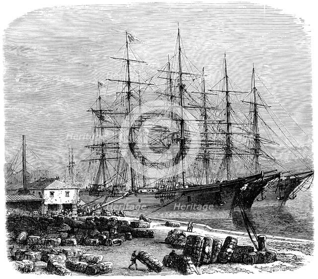 Loading bales of cotton for export, Savannah, Georgia, USA. Artist: Unknown