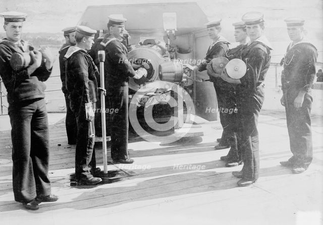Loading Big Gun, British Navy, between c1910 and c1915. Creator: Bain News Service.
