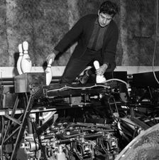Loading bowling pins at Silver Blades Ice Rink, Sheffield, South Yorkshire, 1964. Artist: Michael Walters