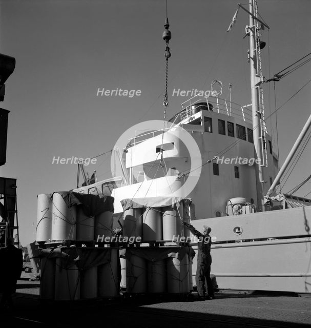 Loading cargo in the harbour of Gothenburg, Sweden, 1960. Creator: Torkel Lindeberg.