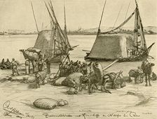 Loading cotton onto grain boats, River Nile, Cairo, Egypt, 1898. Creator: Christian Wilhelm Allers