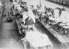 Loading German Red Cross supplies, between 1914 and c1915. Creator: Bain News Service