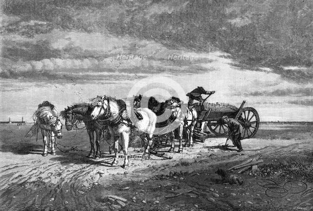 "Loading Sand - Pas de Calais: Threatening Weather", by R. Beavis, Royal Academy Exhibition, 1868. Creator: Mason Jackson.