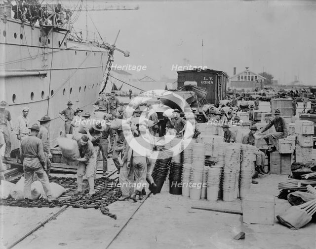 Loading supplies for our army in France, between 1917 and c1920. Creator: Bain News Service.