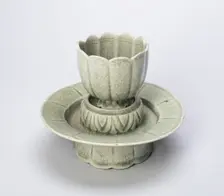 Lobed Cup and Stand with Floral Sprays and Stylized Leaves, North Korea, Goryeo..., 12th /13th cent. Creator: Unknown