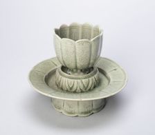 Lobed Cup and Stand with Floral Sprays and Stylized Leaves, North Korea, Goryeo..., 12th /13th cent. Creator: Unknown