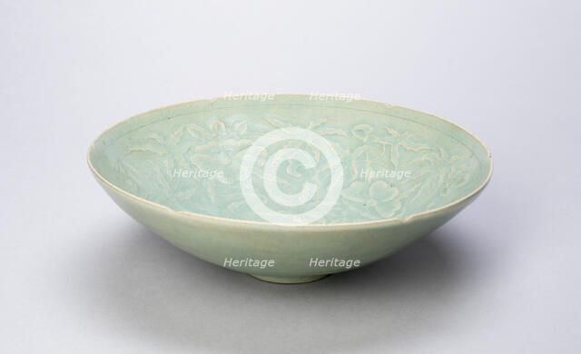 Lobed Bowl with Hibiscus and Floral Medallion, South Korea, Goryeo dynasty (918-1392), 12th century. Creator: Unknown.