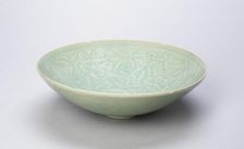 Lobed Bowl with Hibiscus and Floral Medallion, South Korea, Goryeo dynasty (918-1392), 12th century. Creator: Unknown