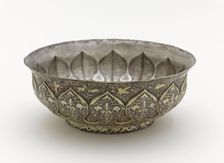 Lobed bowl with lotus petals, birds, animals..., Early or mid-Tang dynasty, late 7th-early 8th cent. Creator: Unknown