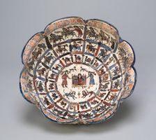 Lobed Bowl with Seated Figure and Attendants, Seljuq dynasty, late 12th/early 13th century. Creator: Unknown