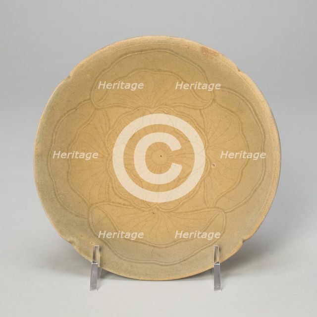Lobed Dish with Overlapping Lotus Leaves, late Tang dynasty or Five Dynasties period, 9th cent. Creator: Unknown.