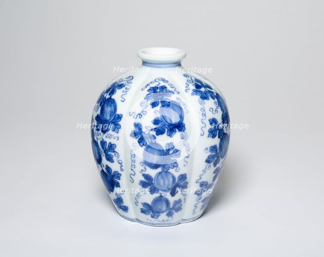 Lobed Jar with Melons, Qing dynasty (1644-1911), Yongzheng reign mark and period  (1723-1735). Creator: Unknown.