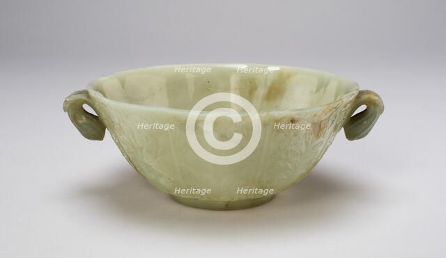 Lobed Lotus-Petal Bowl with Foliate Handles, 18th century. Creator: Unknown.