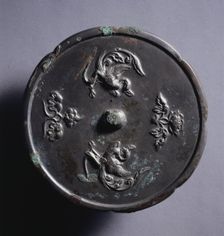 Lobed Mirror with Paired Phoenixes and Floral Displays, 8th century. Creator: Unknown