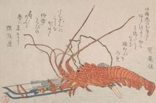 Lobster, Hamayumi (Ceremonial Miniature Bow) with Arrows and Fans, 18th-19th century. Creator: Kubo Shunman