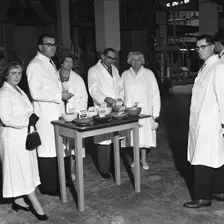 Local dignitaries during an open day at Spillers Foods in Gainsborough, Lincolnshire, 1962. Creator: Michael Walters