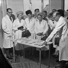 Local dignitaries during an open day at Spillers Foods in Gainsborough, Lincolnshire, 1962. Creator: Michael Walters