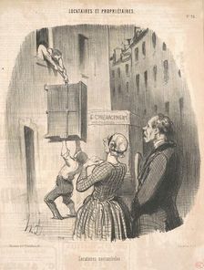 Locataires noctambules, 19th century. Creator: Honore Daumier