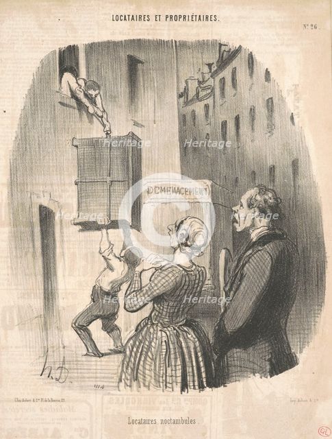 Locataires noctambules, 19th century. Creator: Honore Daumier.