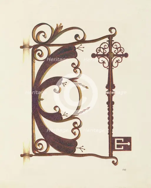 Locksmith's Sign, 1935/1942. Creator: Joseph L. Boyd.