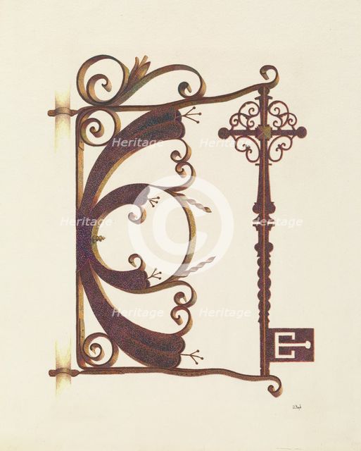 Locksmith's Sign, 1935/1942. Creator: Joseph L. Boyd.