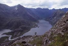 Loch Corvisk and Cuillin ridge from Sgurr na Stri, Isle of Skye, Scotland, 20th century. Artist: CM Dixon