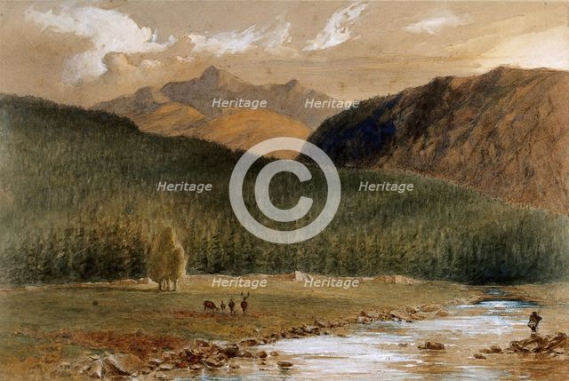 Loch Iregah (?) from the Dee at Inver (?), Aberdeenshire, 1889. Creator: James Billington Coughtrie.