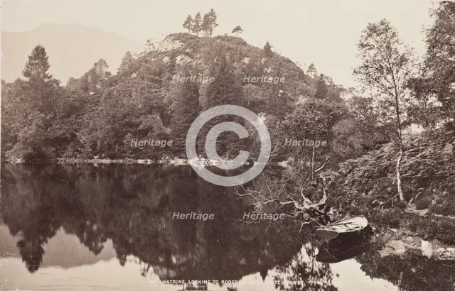 Loch Katrine, looking to Roderick Dhu's Watch Tower, between 1870 and 1880. Creator: George Washington Wilson.