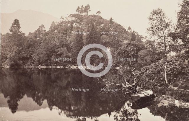 Loch Katrine, looking to Roderick Dhu's Watch Tower, between 1870 and 1880. Creator: George Washington Wilson.