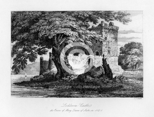 Lochleven Castle, Scotland, the prison of Mary, Queen of Scots, 1840. Artist: C J Smith
