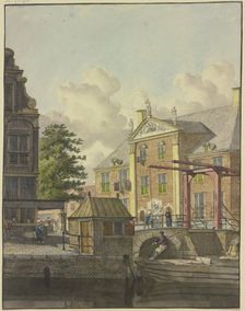 Lock gate in front of a palace with a bas-relief, 18th century. Creator: Johannes Huibert Prins